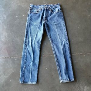Levis 505 Regular Fit Straight Leg Blue Denim Jeans Mens W34 L32